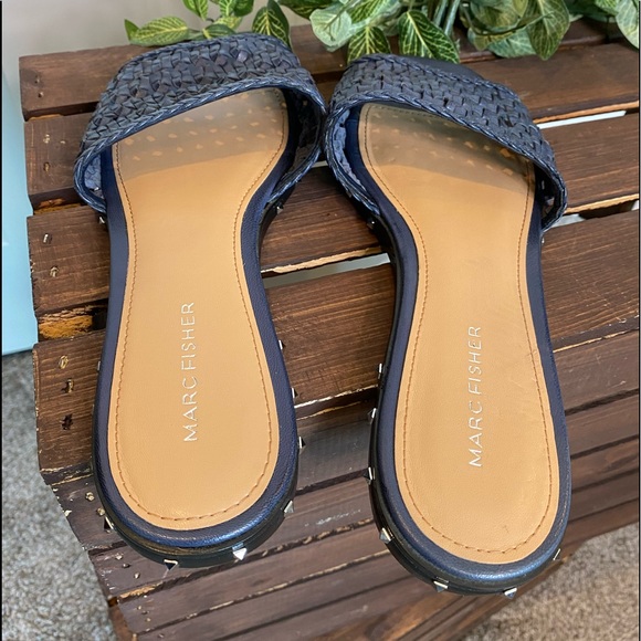 Marc Fisher Studded Weaved Flat Slides - Picture 5 of 10